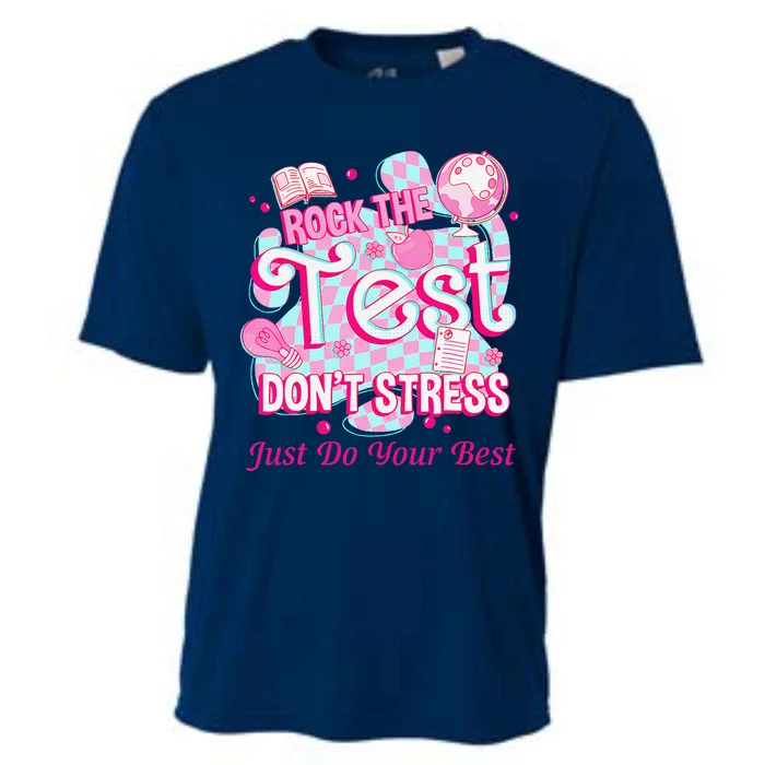 Testing Day Rock The Test Motivational For Teacher Student Cooling Performance Crew T-Shirt