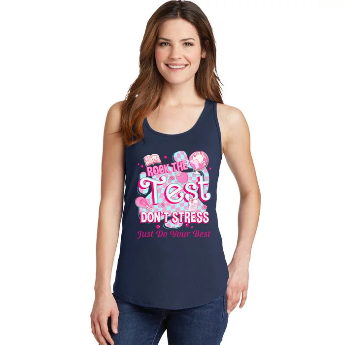 Testing Day Rock The Test Motivational For Teacher Student Ladies Essential Tank