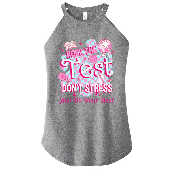 Testing Day Rock The Test Motivational For Teacher Student Women’s Perfect Tri Rocker Tank