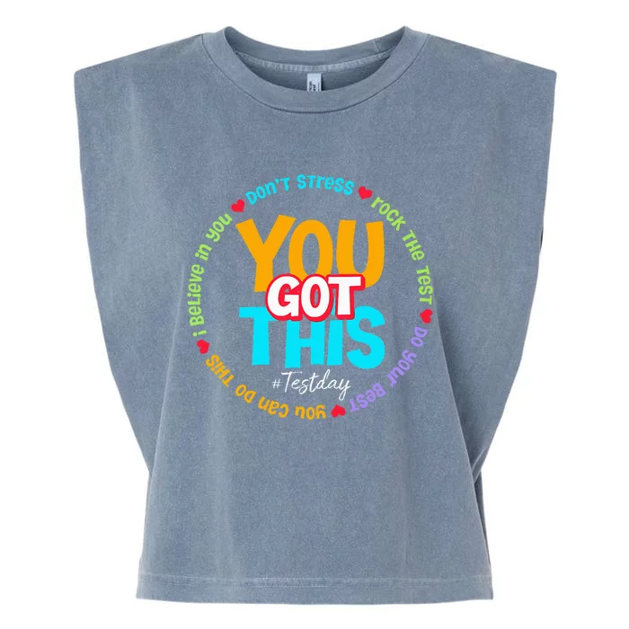 Test Day Rock The Test Teacher Testing Day You Got This Garment-Dyed Women's Muscle Tee