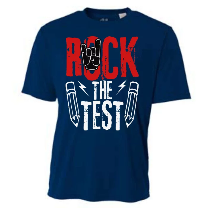 Test Day Rock The Funny Metal Teacher Student Testing Exam Cooling Performance Crew T-Shirt