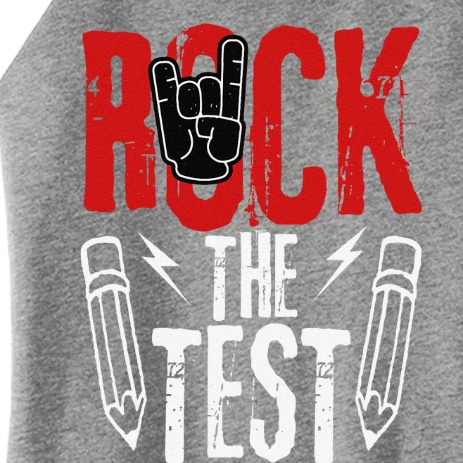 Test Day Rock The Funny Metal Teacher Student Testing Exam Women’s Perfect Tri Rocker Tank