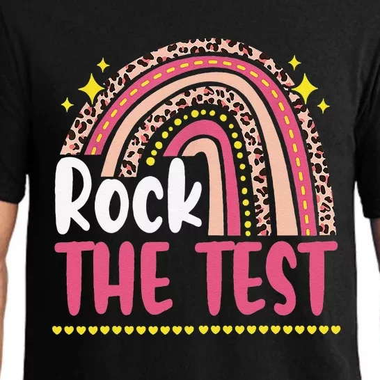 Test Day Rock The Test Teacher Testing Day Rainbow Leopard Pajama Set