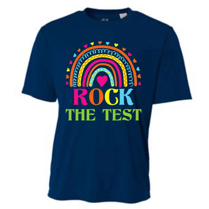 Test Day Rock The Test Teacher Testing Day Rainbow Teacher Cooling Performance Crew T-Shirt