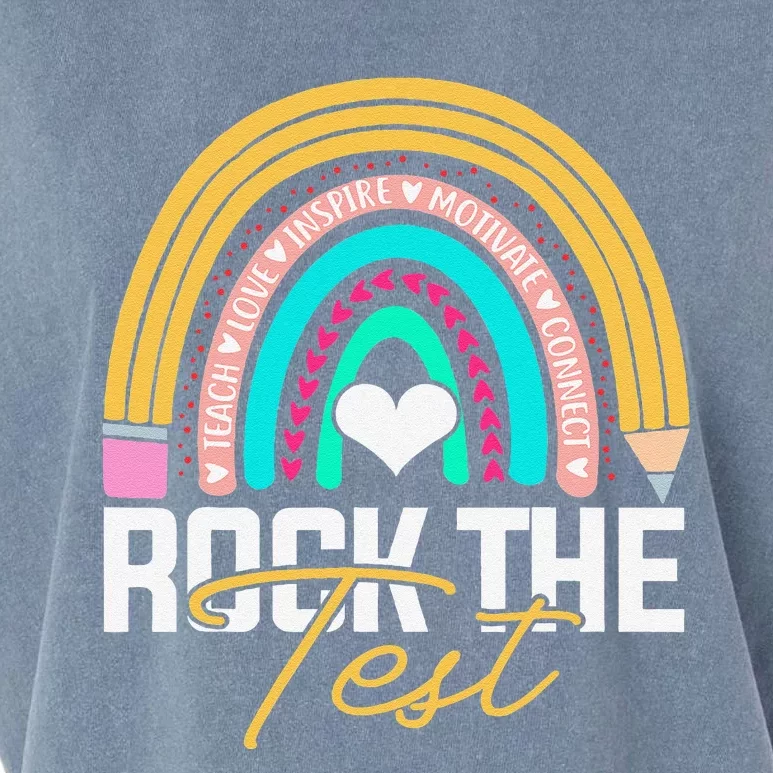 Test Day Rock The Test Teacher Testing Day Rainbow Teacher Garment-Dyed Women's Muscle Tee