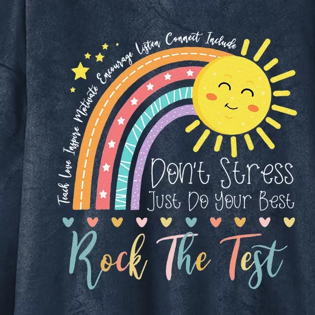 Test Day Rock The Test Teacher Testing Day Rainbow Hooded Wearable Blanket