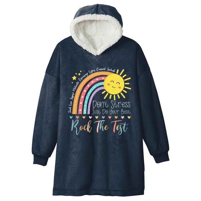 Test Day Rock The Test Teacher Testing Day Rainbow Hooded Wearable Blanket