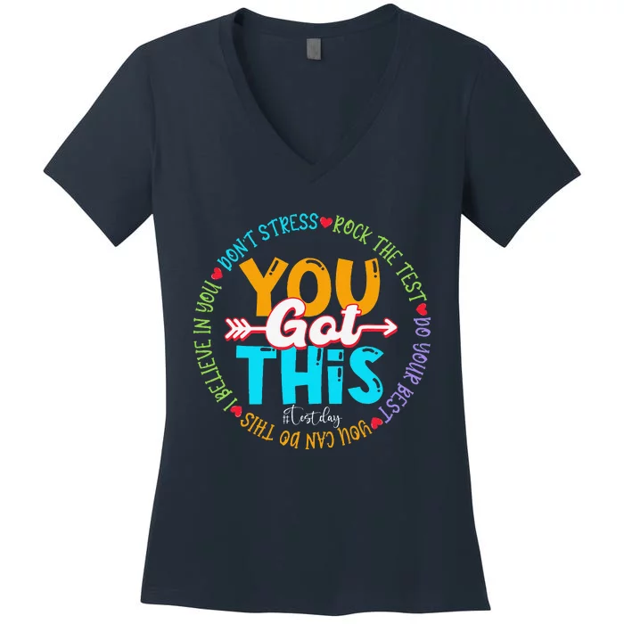 Test Day Rock The Test Teacher Testing Day You Got This Women's V-Neck T-Shirt