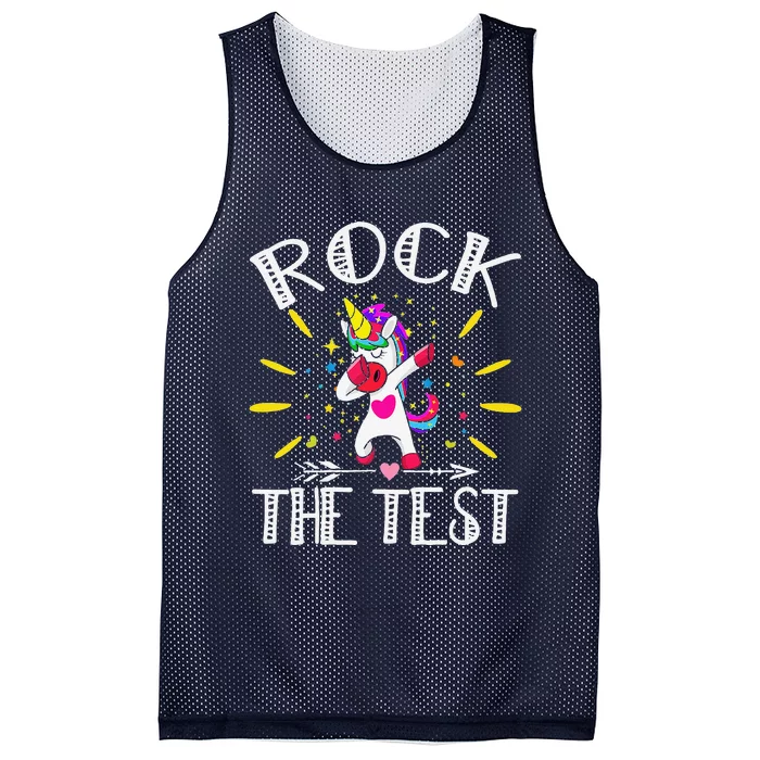 Test Day Rock The Test Teacher Testing Day Unicorn Teacher Funny Mesh Reversible Basketball Jersey Tank