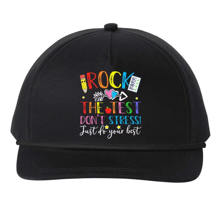 Test Day Rock The Test Teacher Testing Day Snapback Five-Panel Rope Hat