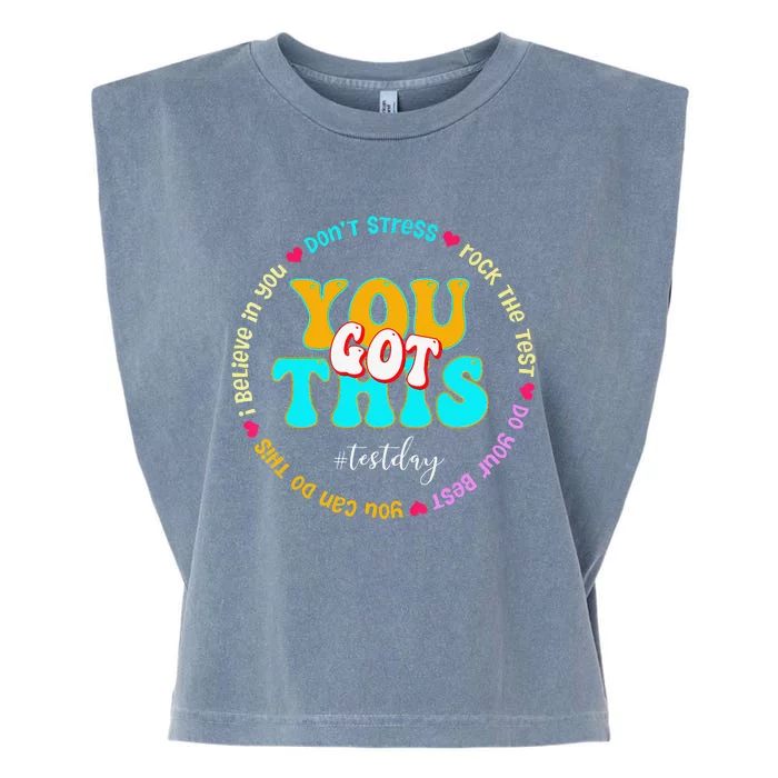 Test Day Rock The Test Teacher Testing Day You Got This Garment-Dyed Women's Muscle Tee