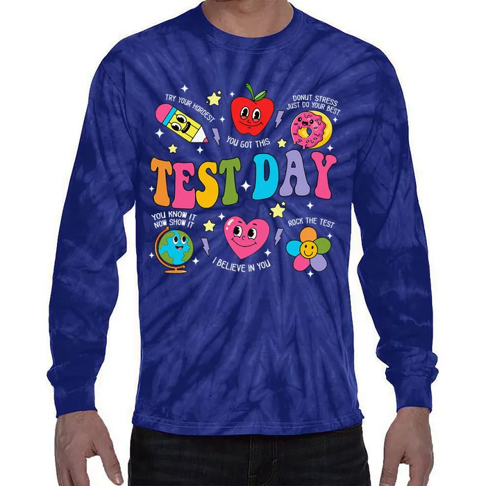 Test Day Rock The Test Testing Day Motivational Teacher Tie-Dye Long Sleeve Shirt