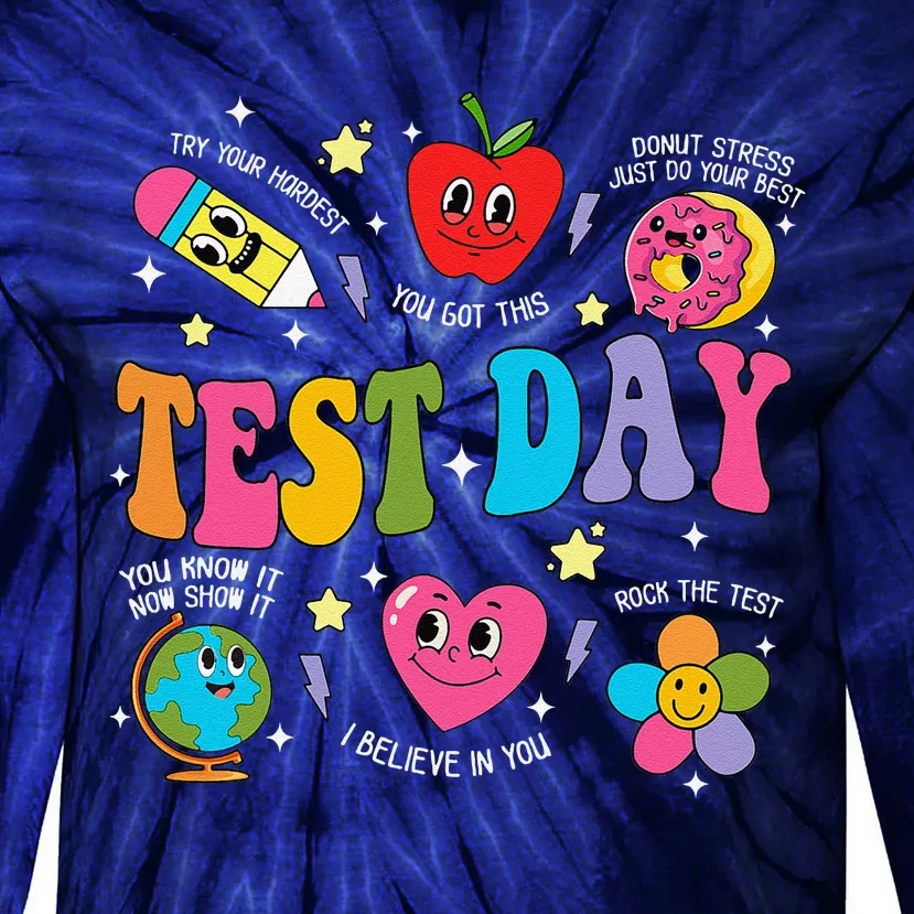 Test Day Rock The Test Testing Day Motivational Teacher Tie-Dye Long Sleeve Shirt