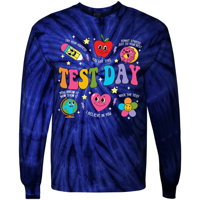 Test Day Rock The Test Testing Day Motivational Teacher Tie-Dye Long Sleeve Shirt