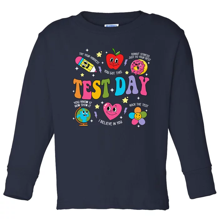 Test Day Rock The Test Testing Day Motivational Teacher Toddler Long Sleeve Shirt