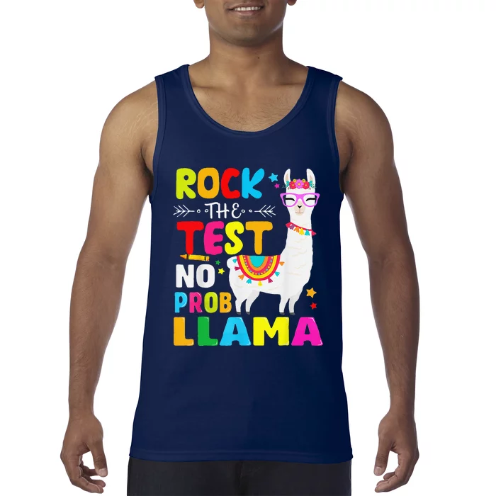 Testing Day Rock The Test Teaching No Prob Llama Teacher Tank Top