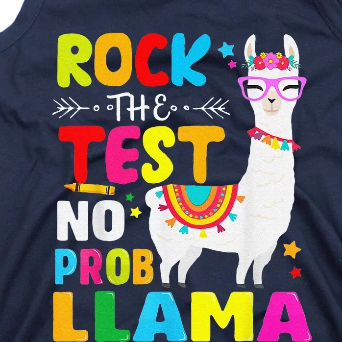 Testing Day Rock The Test Teaching No Prob Llama Teacher Tank Top