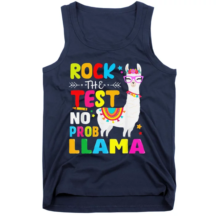 Testing Day Rock The Test Teaching No Prob Llama Teacher Tank Top