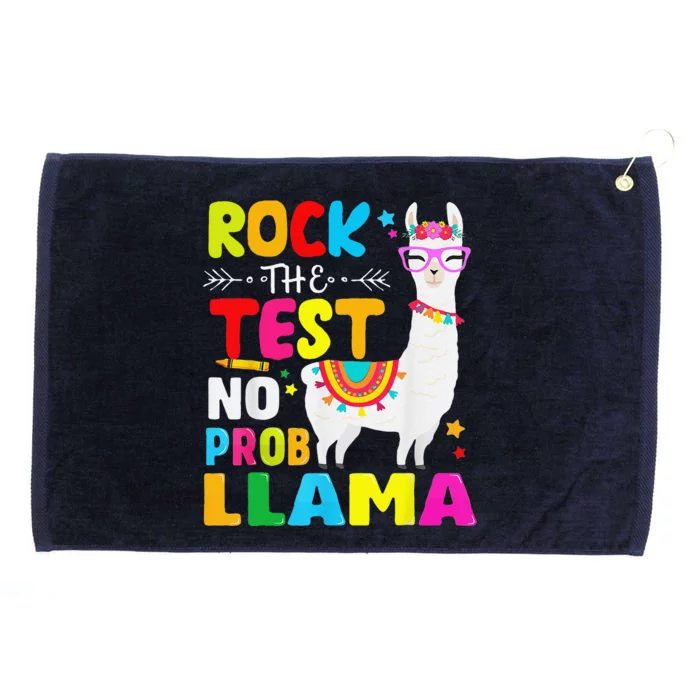 Testing Day Rock The Test Teaching No Prob Llama Teacher Grommeted Golf Towel