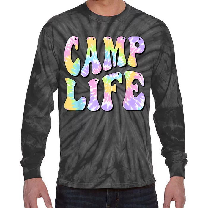 Tie Die Retro Camping Summer For Girl Summer Camp Life Gift Tie-Dye Long Sleeve Shirt