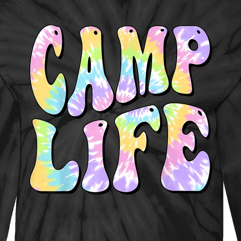 Tie Die Retro Camping Summer For Girl Summer Camp Life Gift Tie-Dye Long Sleeve Shirt