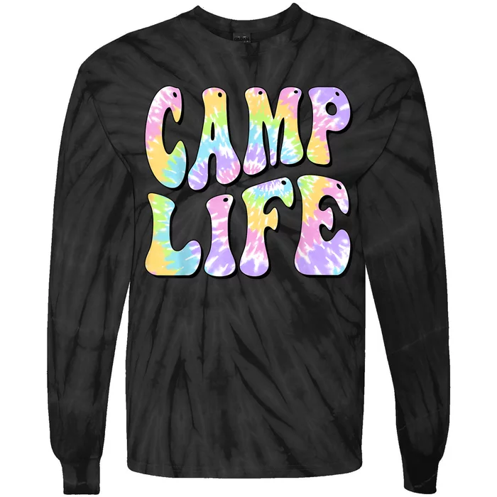 Tie Die Retro Camping Summer For Girl Summer Camp Life Gift Tie-Dye Long Sleeve Shirt