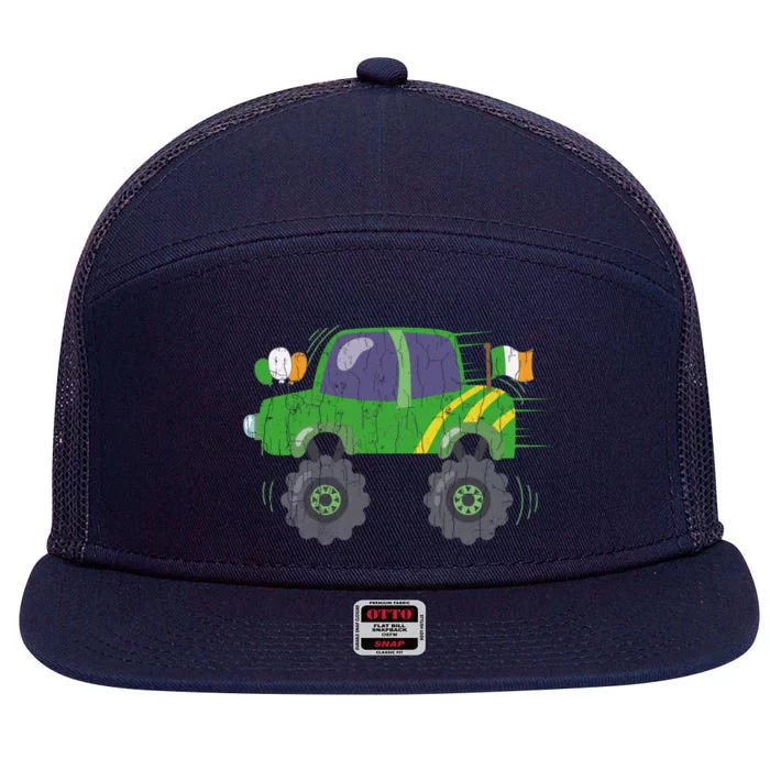 Truck Driver Racer Funny Saint Patricks Day Graphic Gift 7 Panel Mesh Trucker Snapback Hat