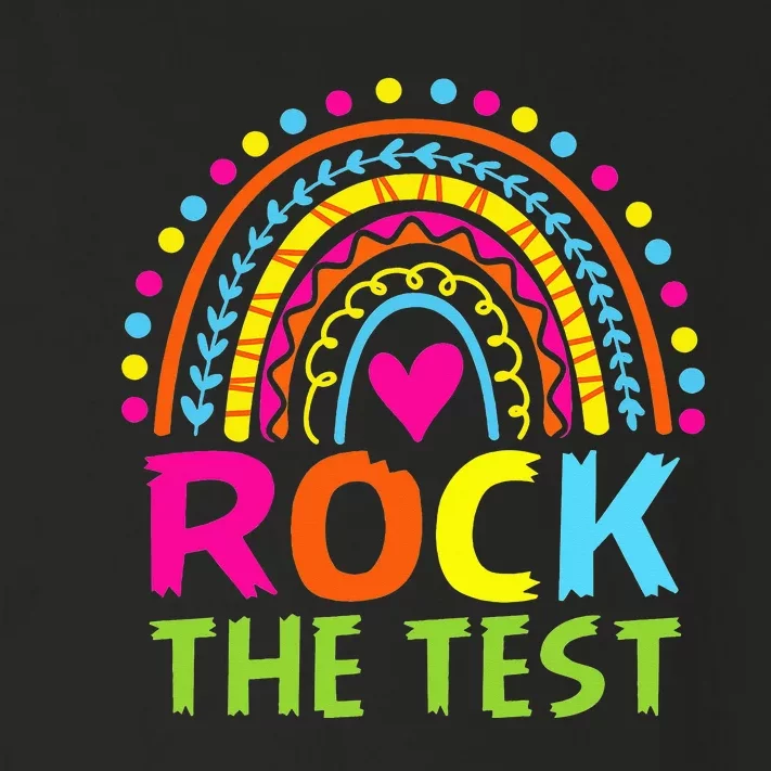 Test Day Rock The Test Teacher Testing Day Rainbow Teacher Toddler Long Sleeve Shirt