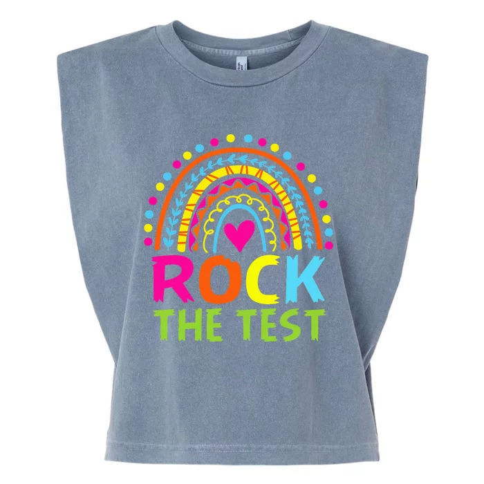 Test Day Rock The Test Teacher Testing Day Rainbow Teacher Garment-Dyed Women's Muscle Tee