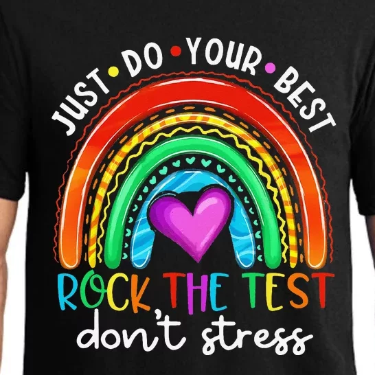 Test Day Rock The Test Teacher Testing Day Rainbow Teacher Pajama Set