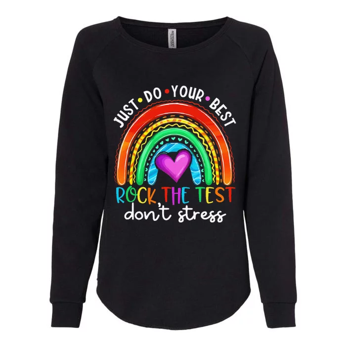 Test Day Rock The Test Teacher Testing Day Rainbow Teacher Womens California Wash Sweatshirt