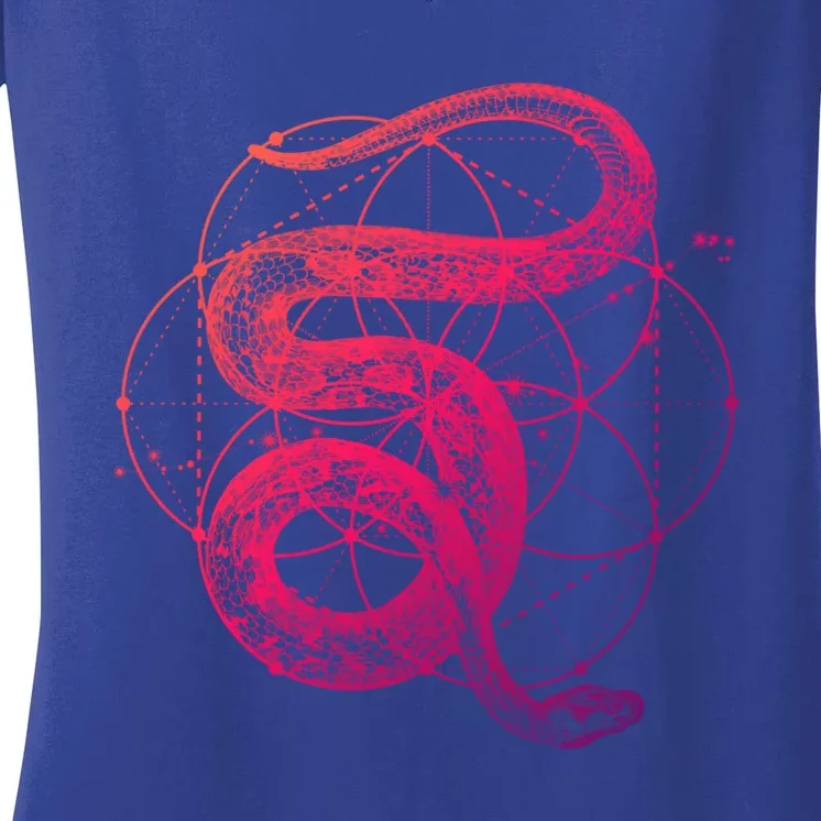 The Dharma Store Sacred Geometry Seed Of Life Snake Gift Women's V-Neck T-Shirt