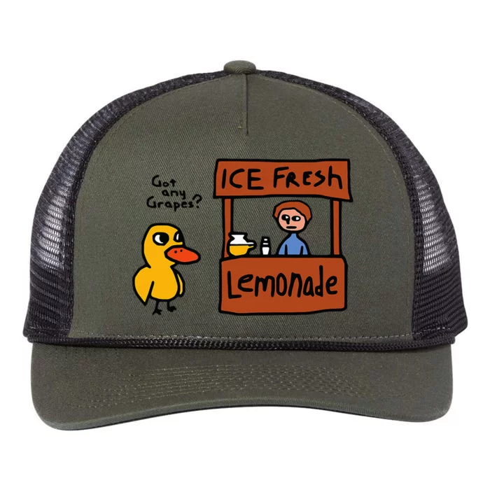 The Duck Song Got Any Grapes Funny Meme Retro Rope Trucker Hat Cap