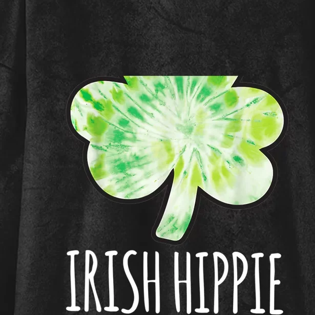 Tie Dye Shamrock Irish Hippie Clover Saint Patricks Day Hooded Wearable Blanket