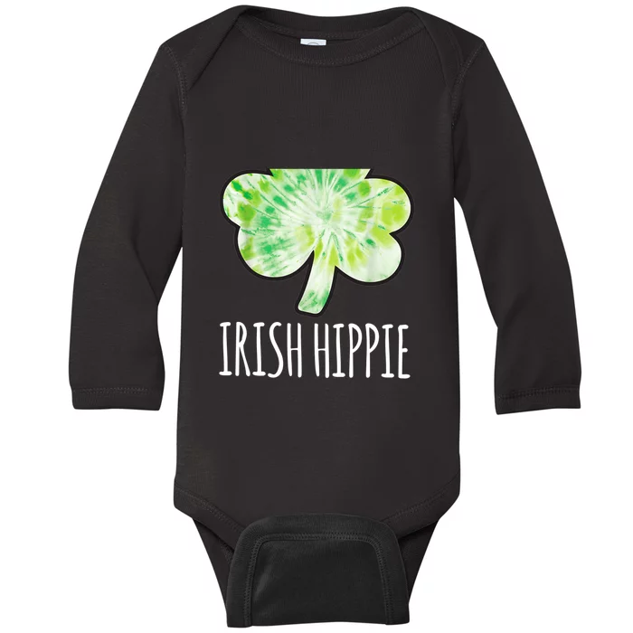 Tie Dye Shamrock Irish Hippie Clover Saint Patricks Day Baby Long Sleeve Bodysuit