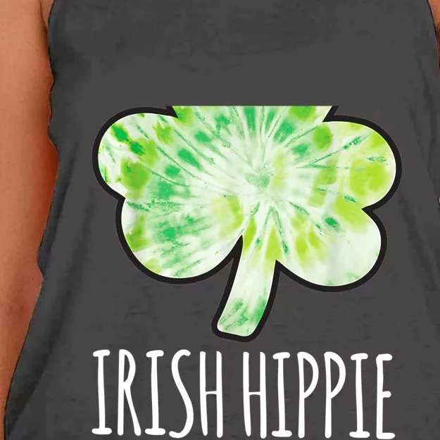 Tie Dye Shamrock Irish Hippie Clover Saint Patricks Day Women's Knotted Racerback Tank