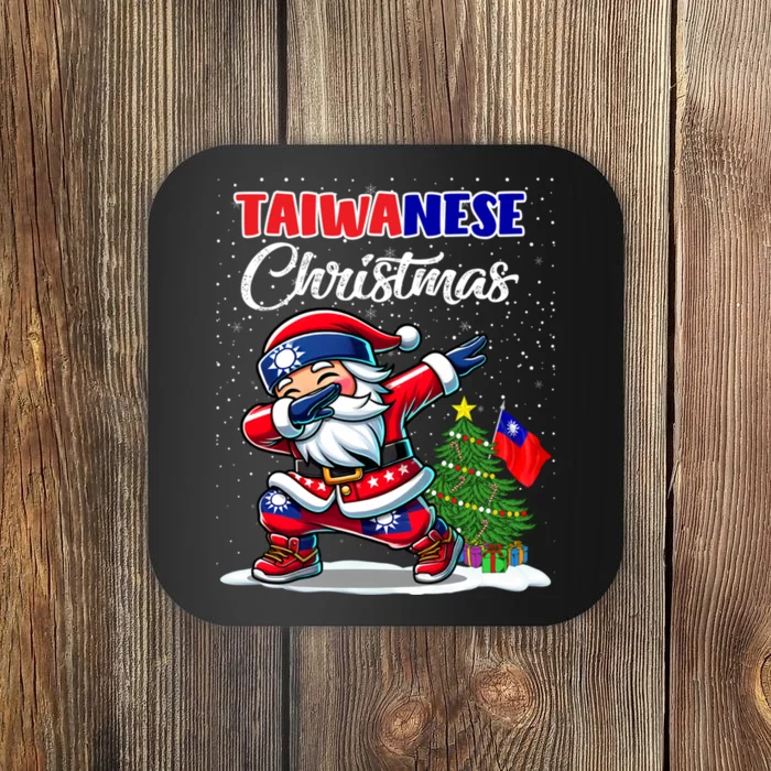 Taiwan Dabbing Santa Christmas Taiwan Flag Coaster