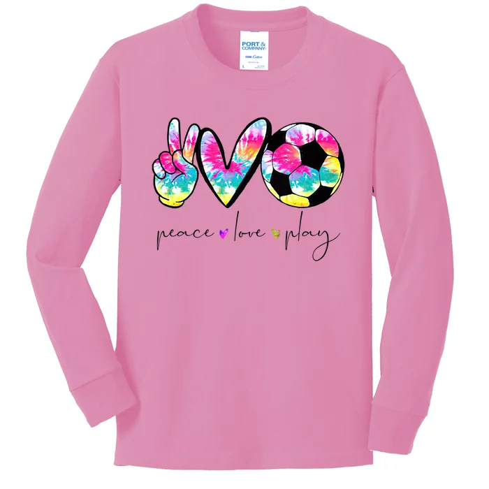 Tie Dye Soccer For Teen Peace Love Play Soccer Cute Gift Kids Long Sleeve Shirt