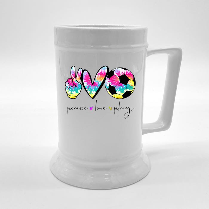 Tie Dye Soccer For Teen Peace Love Play Soccer Cute Gift Front & Back Beer Stein