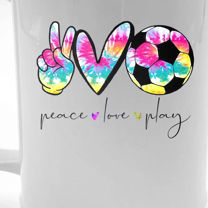 Tie Dye Soccer For Teen Peace Love Play Soccer Cute Gift Front & Back Beer Stein