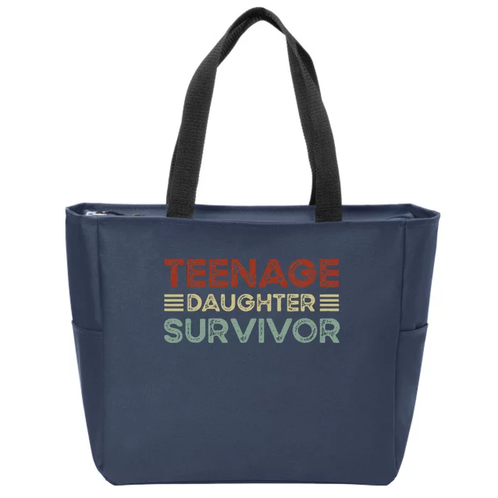 Teenage Daughter Survivor Funny Vintage Fathers Day Zip Tote Bag