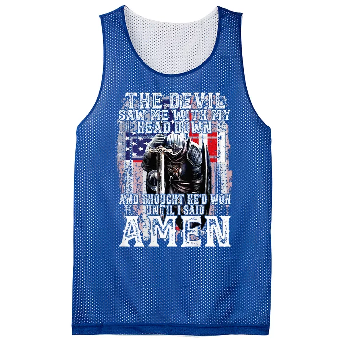 The Devil Saw Me With My Head Down Thought HeD Won On Back Mesh Reversible Basketball Jersey Tank