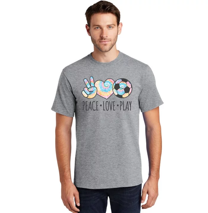 Tie Dye Soccer For Teen Girls Peace Love Play Gift Tall T-Shirt