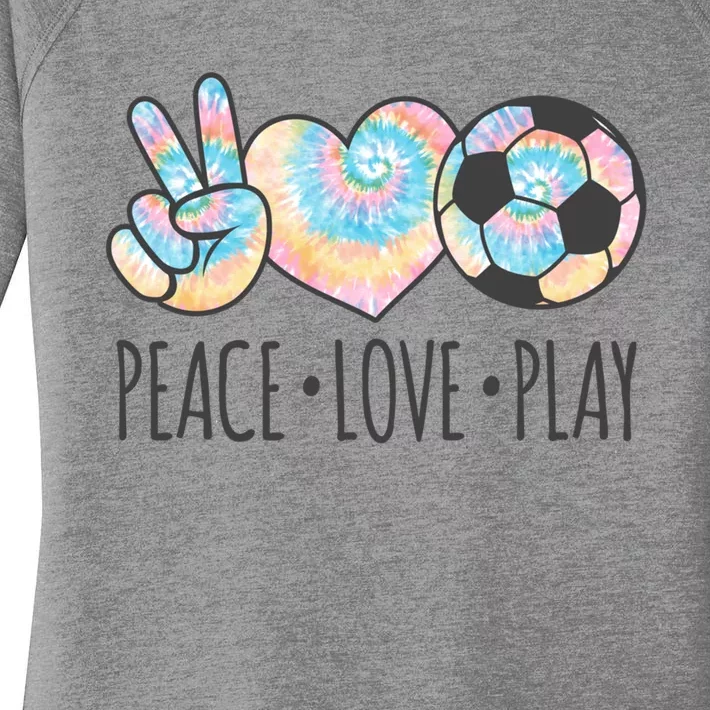 Tie Dye Soccer For Teen Girls Peace Love Play Gift Women's Perfect Tri Tunic Long Sleeve Shirt