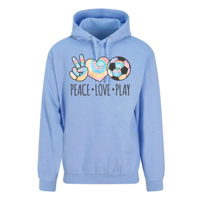 Tie Dye Soccer For Teen Girls Peace Love Play Gift Unisex Surf Hoodie