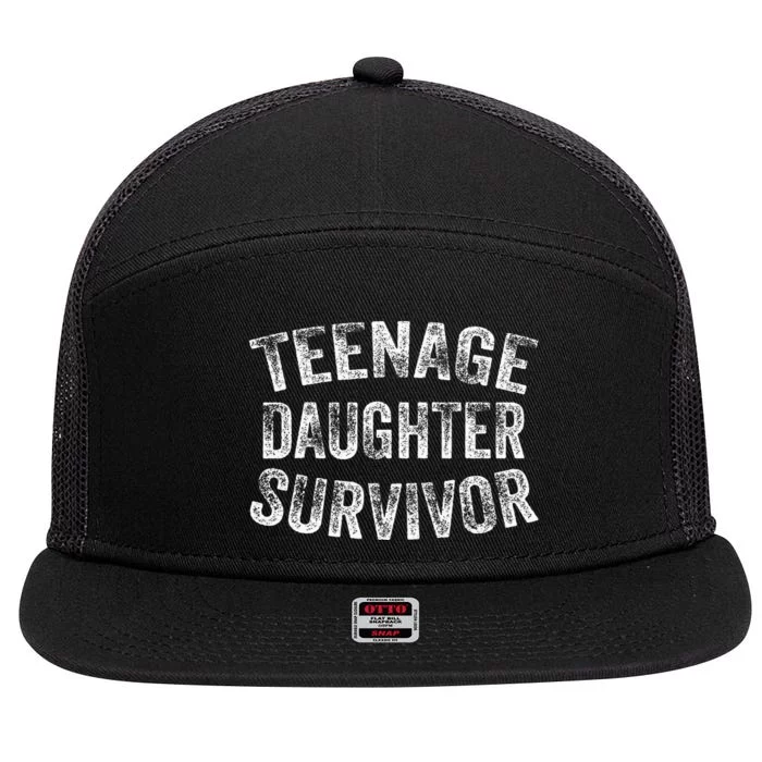 Teenage Daughter Survivor Funny Vintage 7 Panel Mesh Trucker Snapback Hat