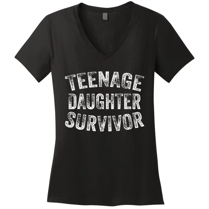 Teenage Daughter Survivor Funny Vintage Women's V-Neck T-Shirt