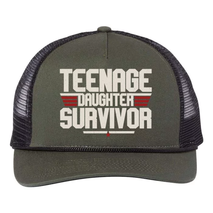 Teenage Daughter Survivor Funny Parent Gift Retro Rope Trucker Hat Cap