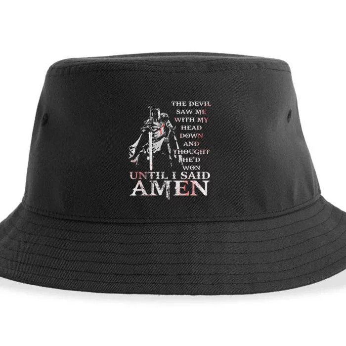 The Devil Saw Me With My Head Down Thought HeD Won Jesus Sustainable Bucket Hat