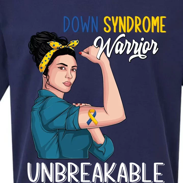 T21 Down Syndrome Awareness Warrior Unbreakable Hope Gift Sueded Cloud Jersey T-Shirt